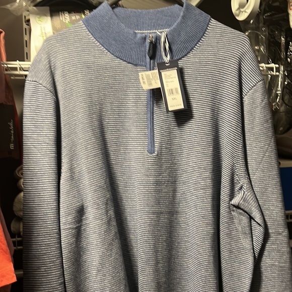 Vineyard Vines 1/4 Zip Sweater. Boathouse Stripe Blue XXL. Brand New with tags - Picture 3 of 3